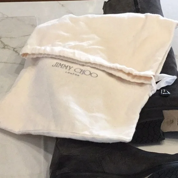 Jimmy Choo Gray Suede Heel Boots - Picture 16 of 16